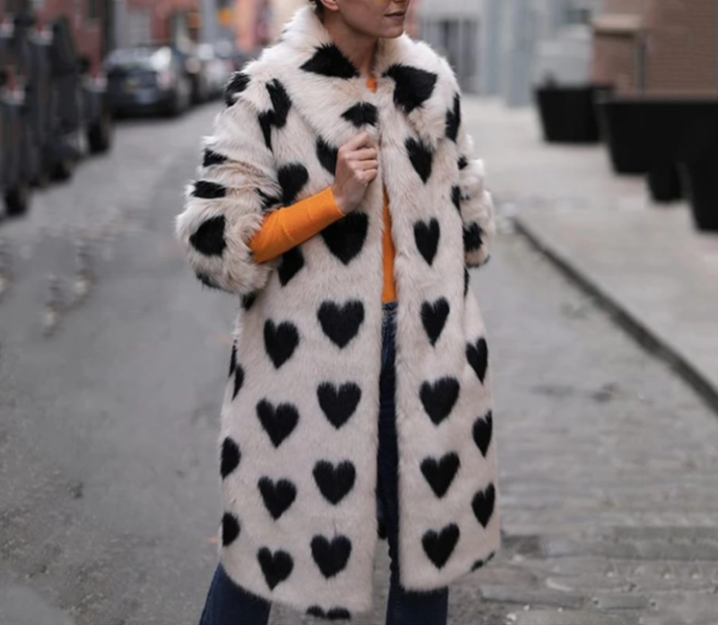 Love Pattern Faux Coat