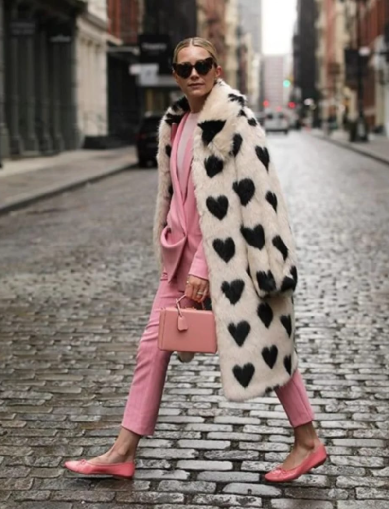 Love Pattern Faux Coat