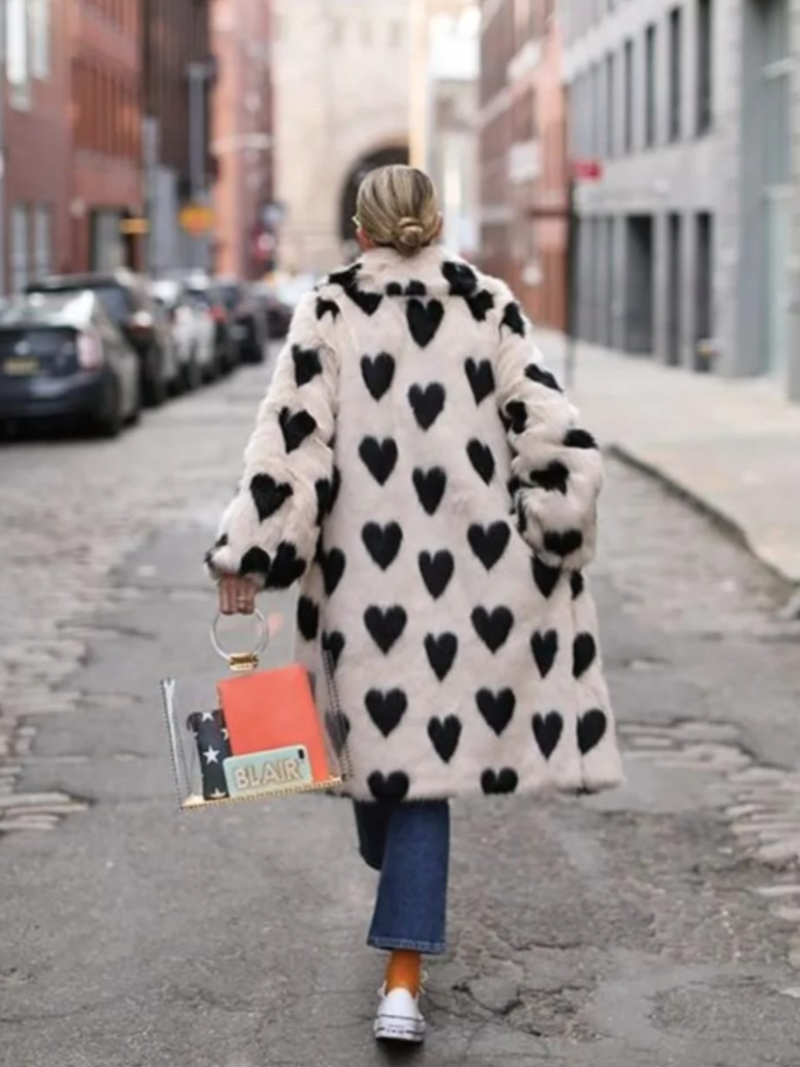 Love Pattern Faux Coat