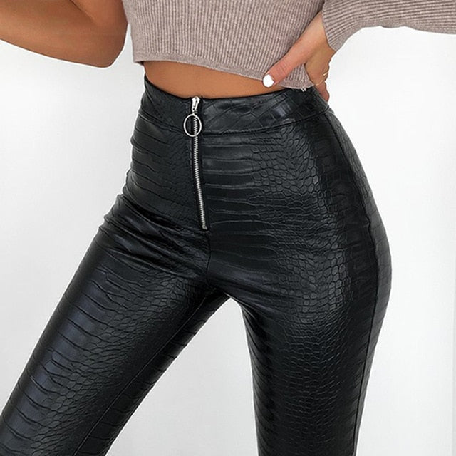 Faux Leather Office Trousers