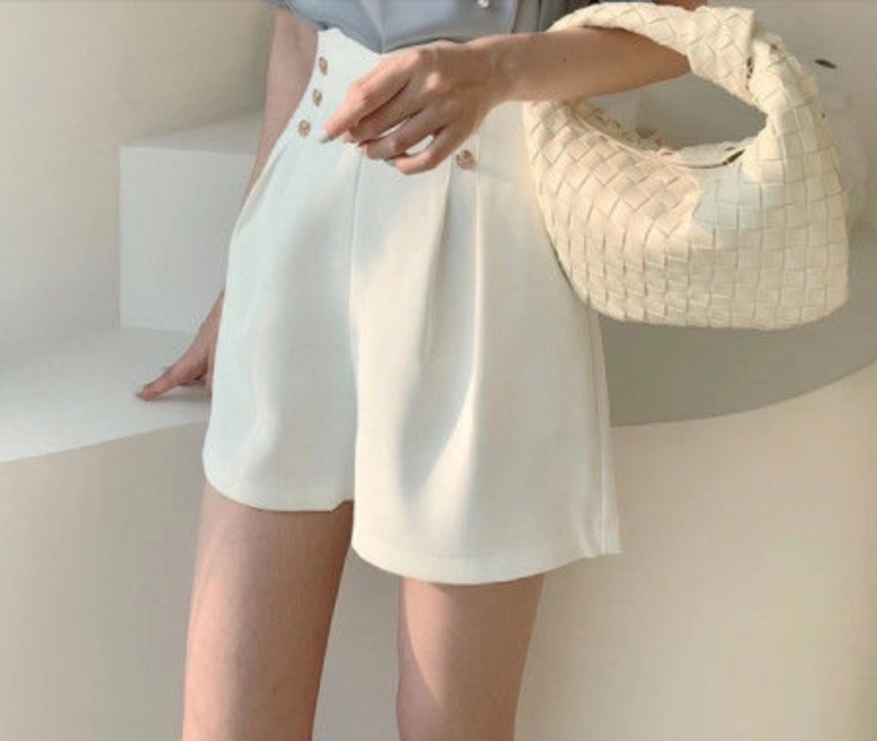 Elegant High Waist Button Shorts