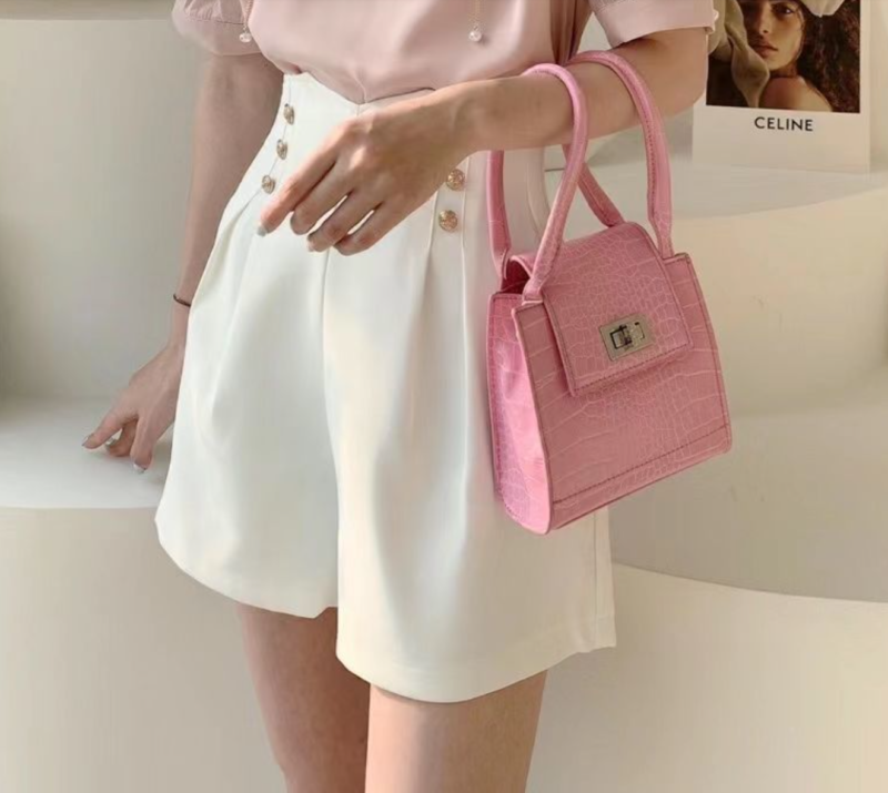 Elegant High Waist Button Shorts