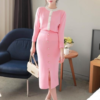 Splitting Knitted Pencil Skirt Suit