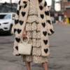 Love Pattern Faux Coat