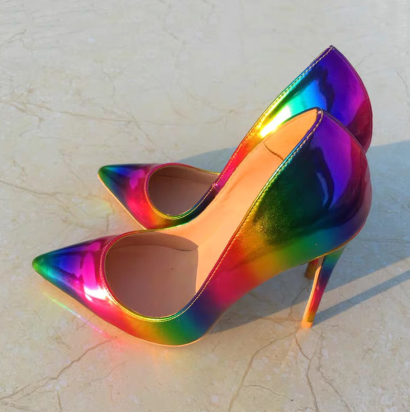 Glossy Rainbow Stilettos Shoes