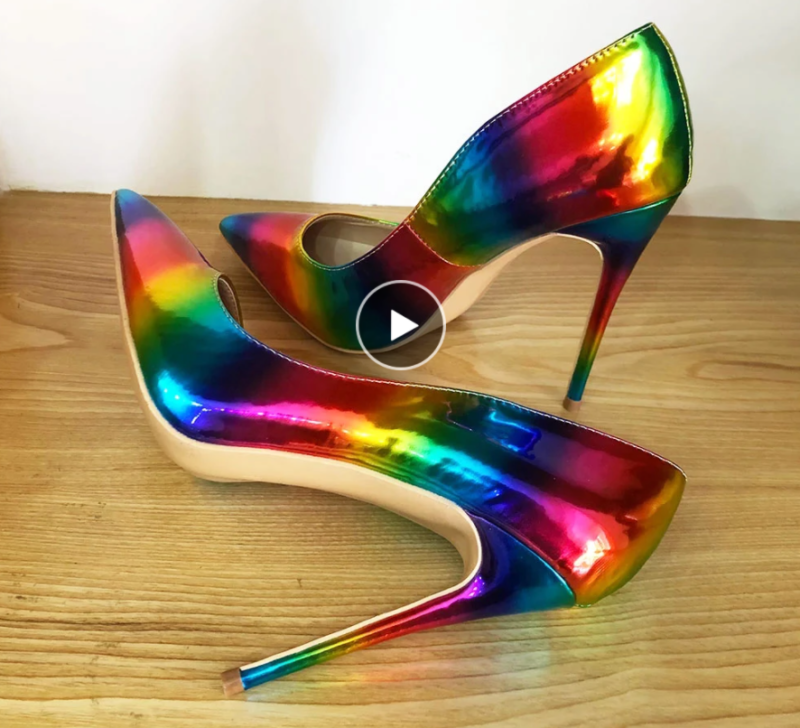 Glossy Rainbow Stilettos Shoes