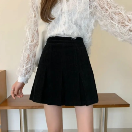 High Waist Pleated Vintage Mini Skirt - Enenesis