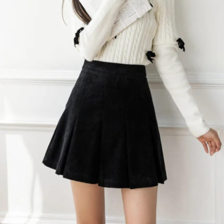 High Waist Pleated Vintage Mini Skirt - Enenesis