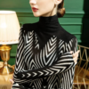 Zebra Striped Long-Sleeved Top