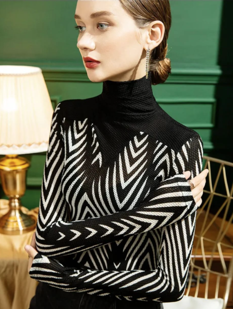 Zebra Striped Long-Sleeved Top