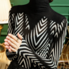 Zebra Striped Long-Sleeved Top