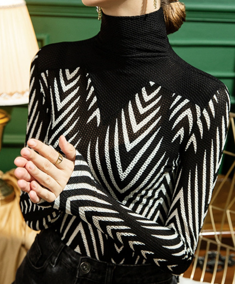 Zebra Striped Long-Sleeved Top