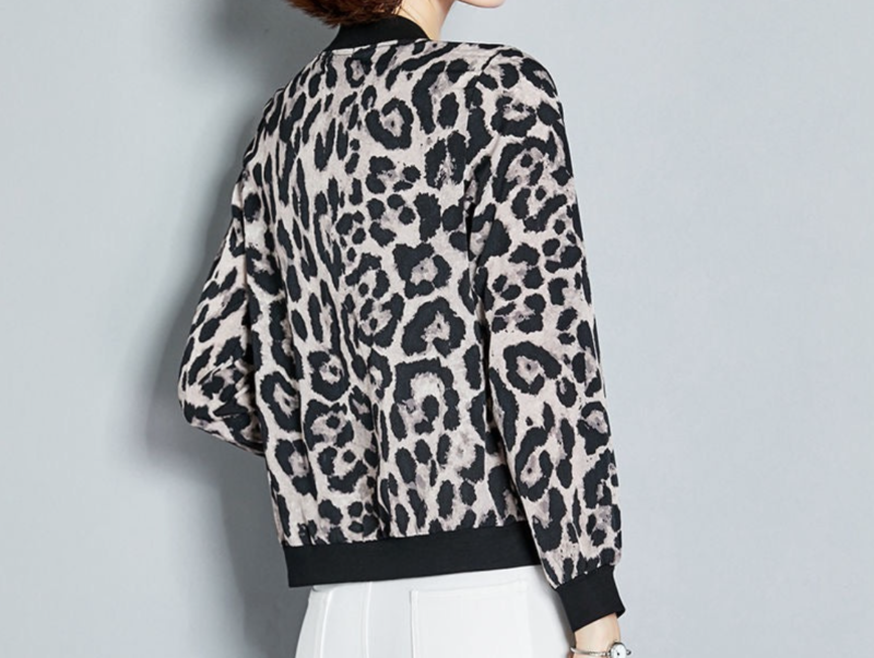 Thin Leopard Print Bomber Jacket