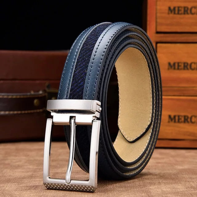 Mixed Canvas Leather Strap Belt