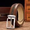 Mixed Canvas Leather Strap Belt