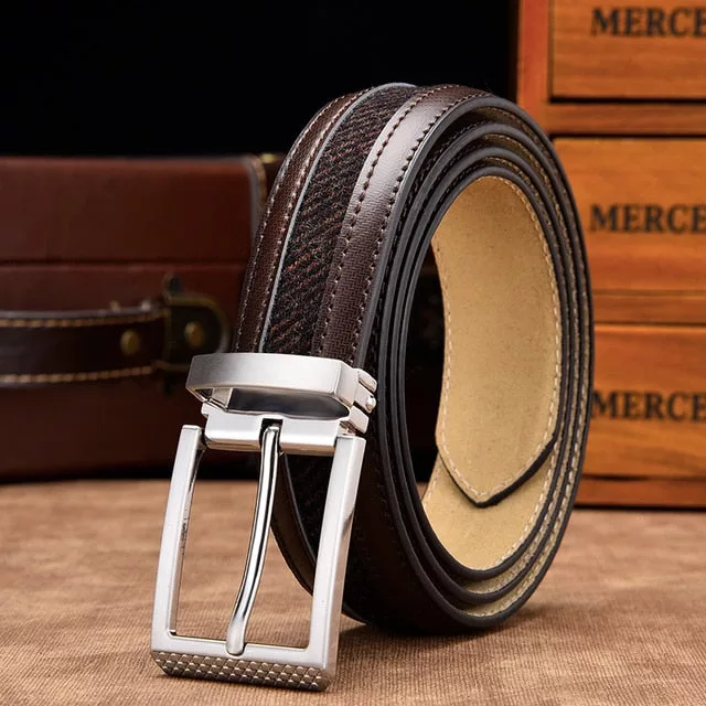 Mixed Canvas Leather Strap Belt