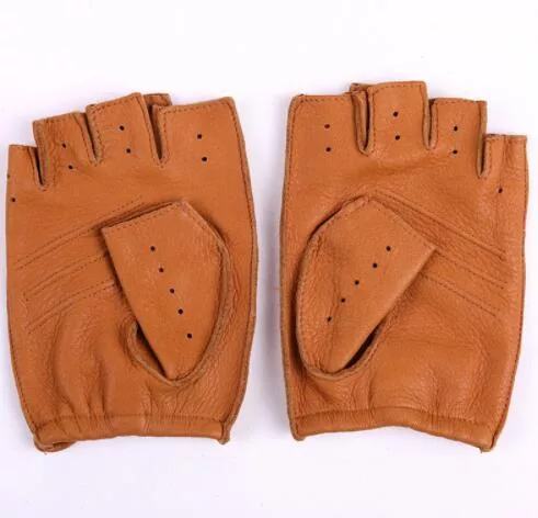 Genuine Leather Slip-Resistant Half Finger Gloves - Enenesis