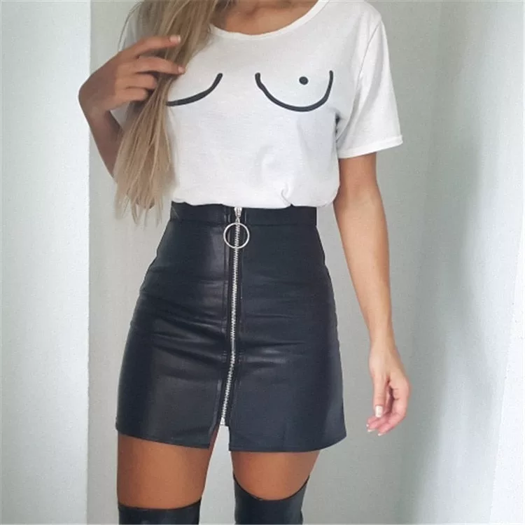 High Waist Mini Faux Leather Skirt - Enenesis