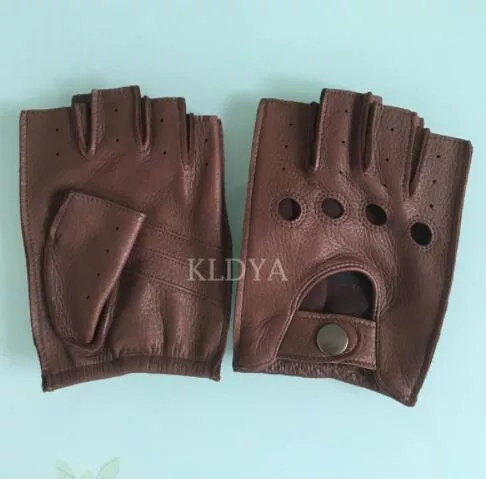 Genuine Leather Slip-Resistant Half Finger Gloves - Enenesis