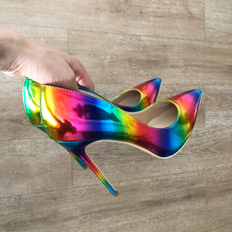 Glossy Rainbow Stilettos Shoes