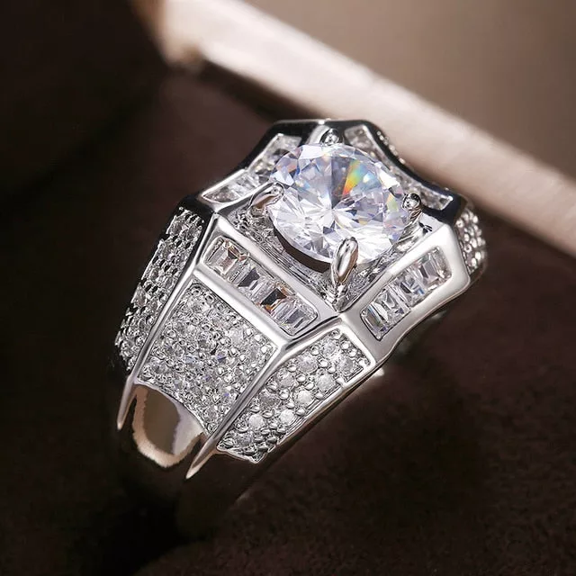 Luxury Silver Cubic Ring