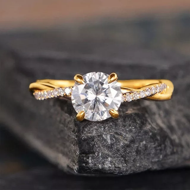 Twist Gold Designer Engagement Ring