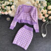 Knitted Mini Skirt Suit Co-ord 3 PCS