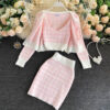 Knitted Mini Skirt Suit Co-ord 3 PCS