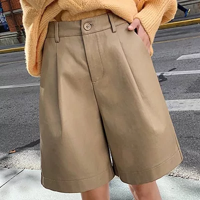 Wide Leg Faux Leather Shorts