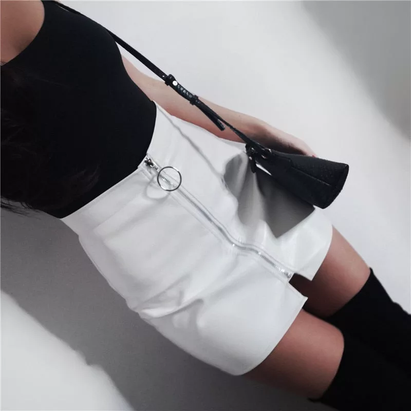 High Waist Mini Faux Leather Skirt - Enenesis