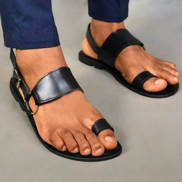 Plus Size Toe Ring Sandals- Black