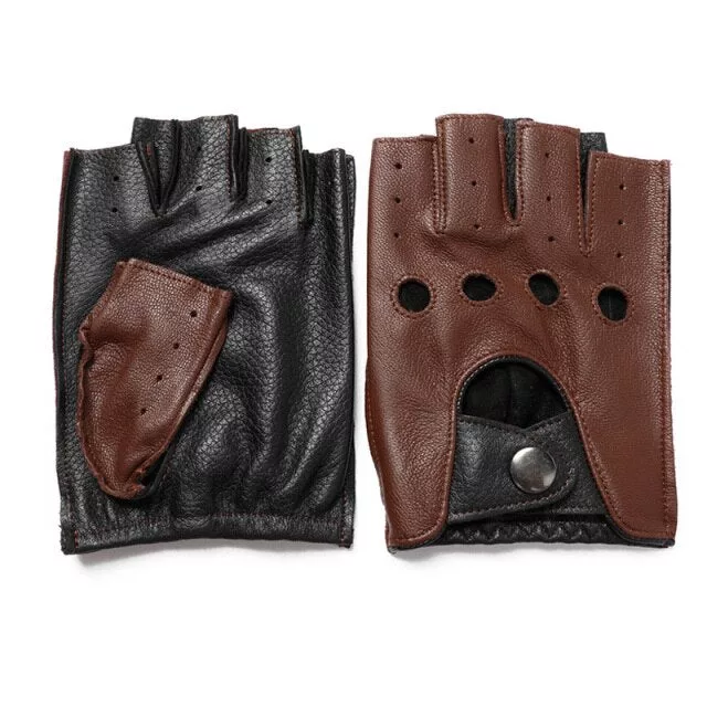 Genuine Leather Slip-Resistant Half Finger Gloves - Enenesis