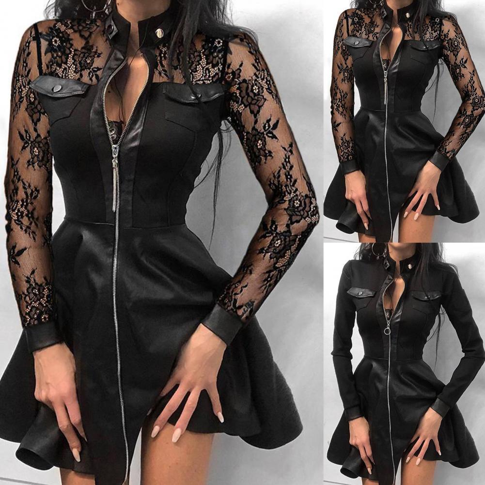 Faux Leather Mini Dress - Enenesis