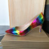 Glossy Rainbow Stilettos Shoes