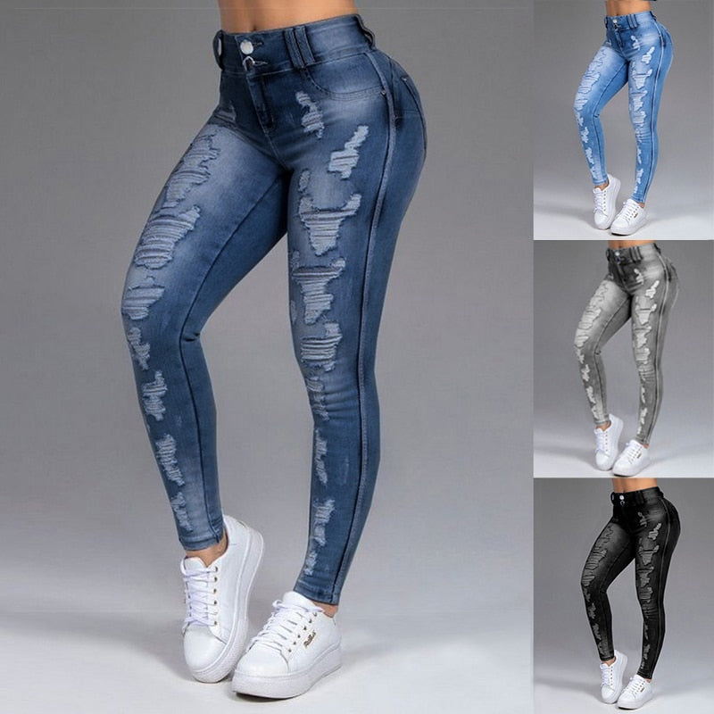 Stretch Ripped Skinny Denim Jean