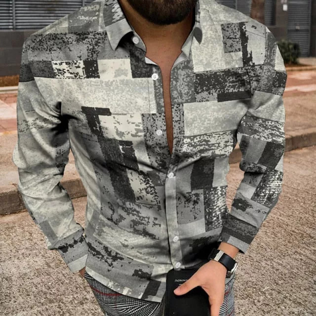 Vintage Print Loose Button Shirt - Enenesis