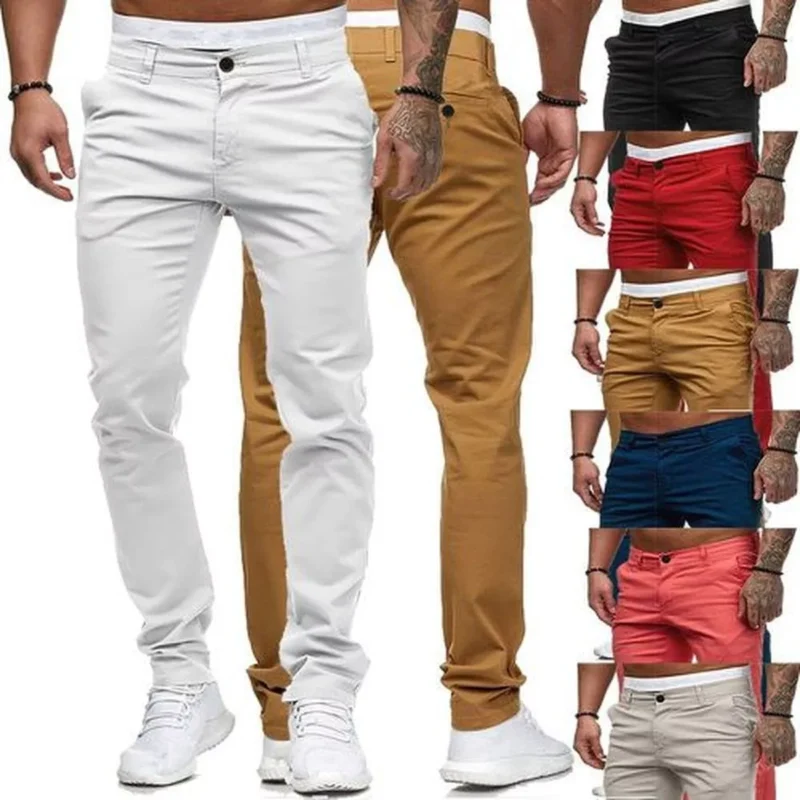 Slim Straight Khaki Trousers