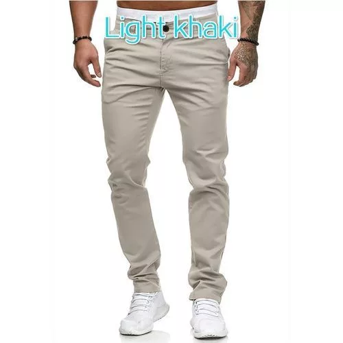 Slim Straight Khaki Trousers