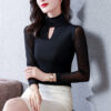 Slim V-Neck Stretch Turtleneck Top