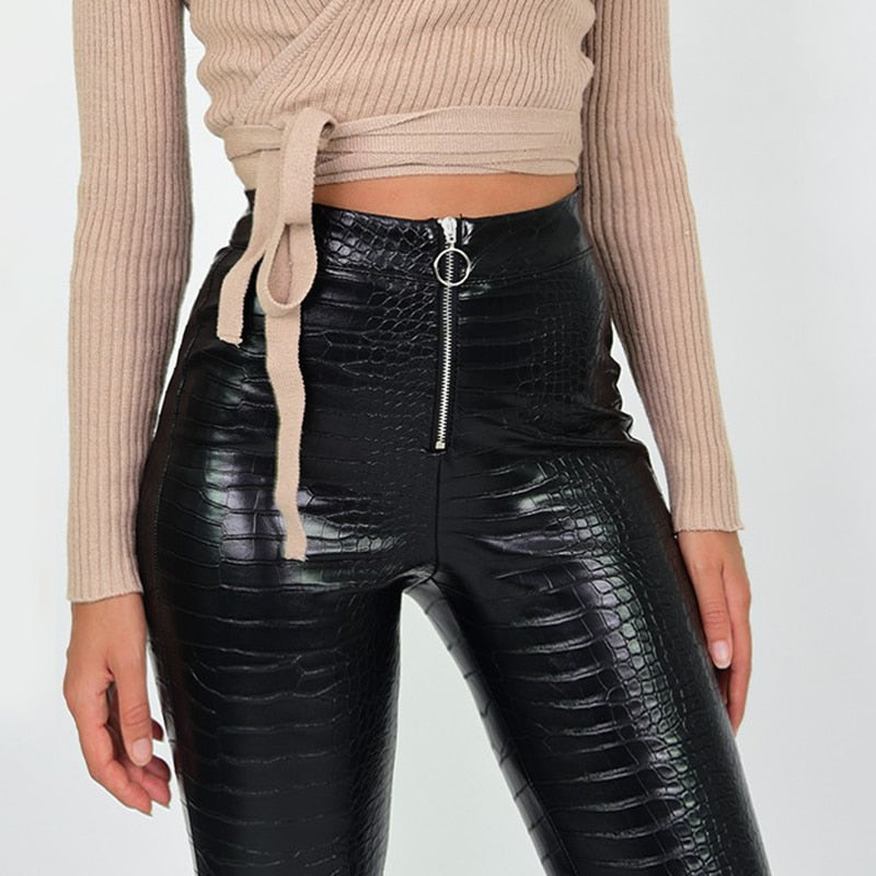 Faux Leather Office Trousers