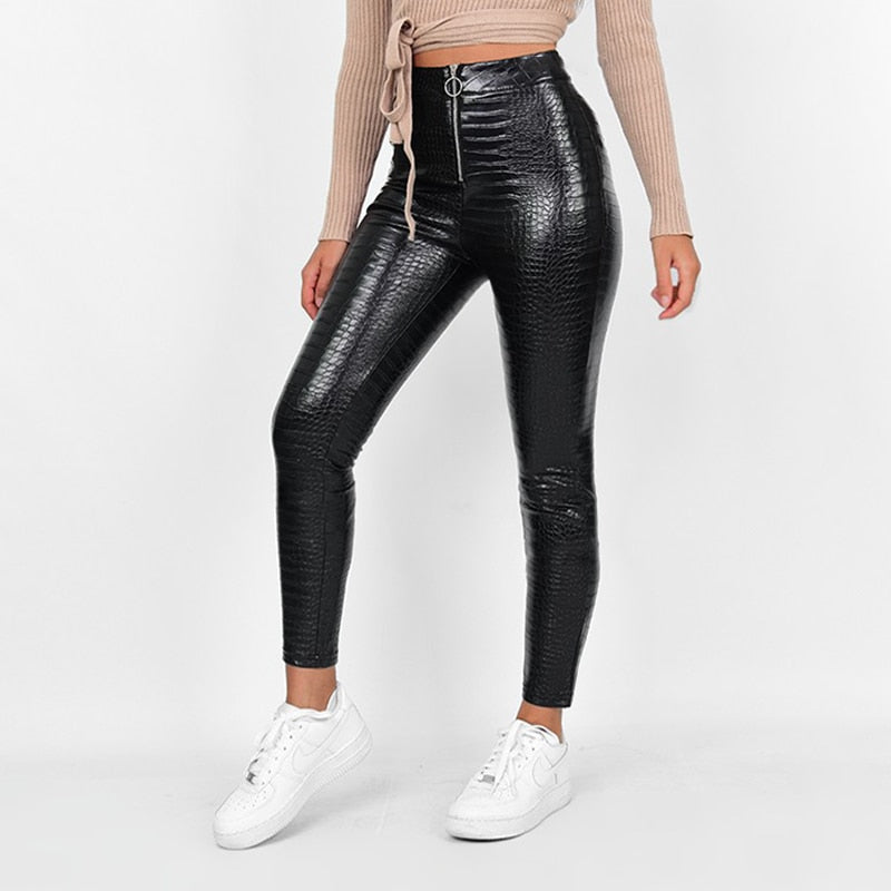 Faux Leather Office Trousers