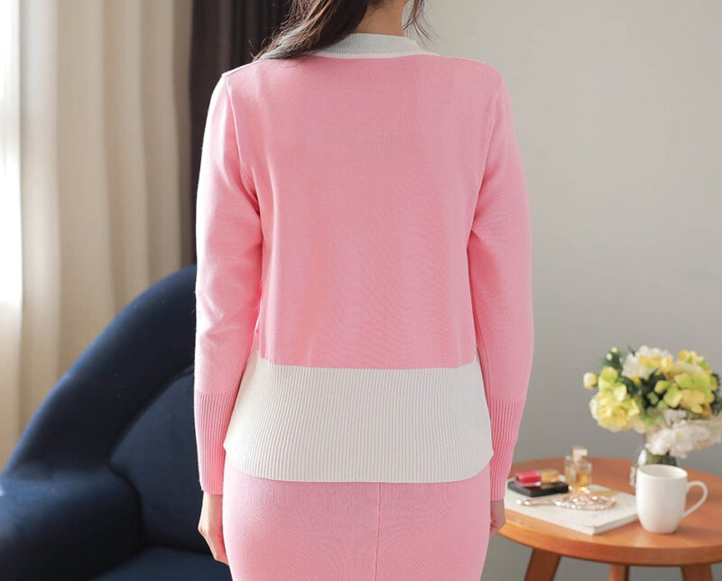 Splitting Knitted Pencil Skirt Suit