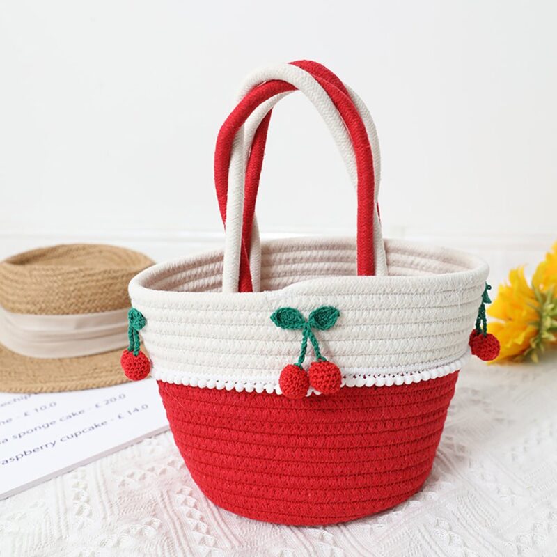 Cotton Thread Cherry Beach Bag