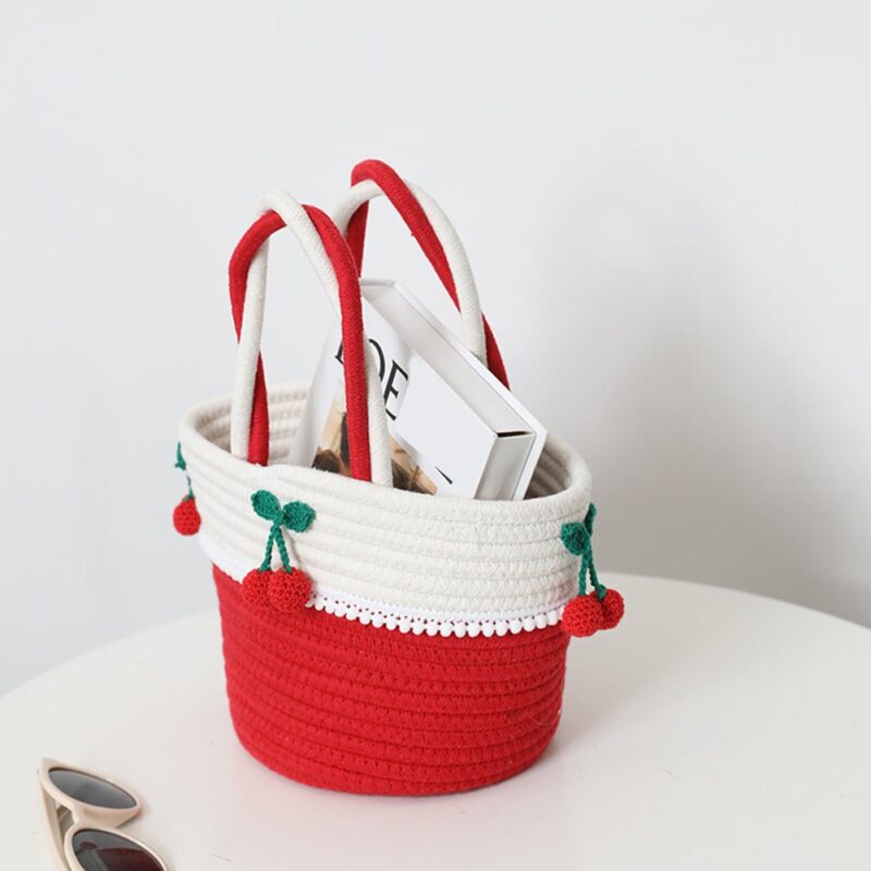 Cotton Thread Cherry Beach Bag