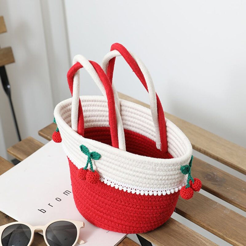 Cotton Thread Cherry Beach Bag