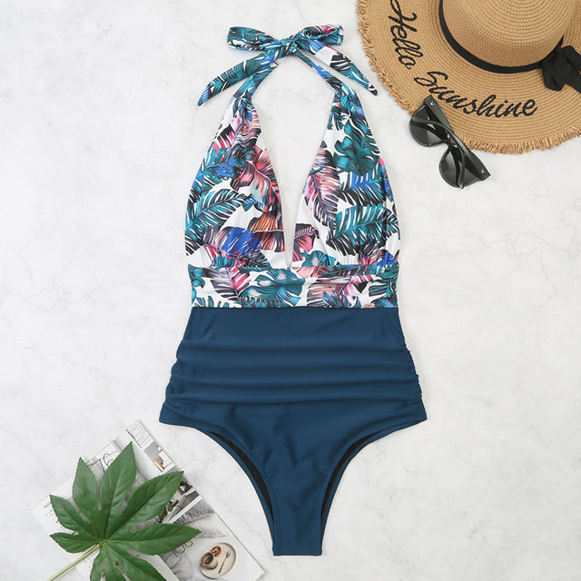 Female One Piece V-Neck Swimsuit