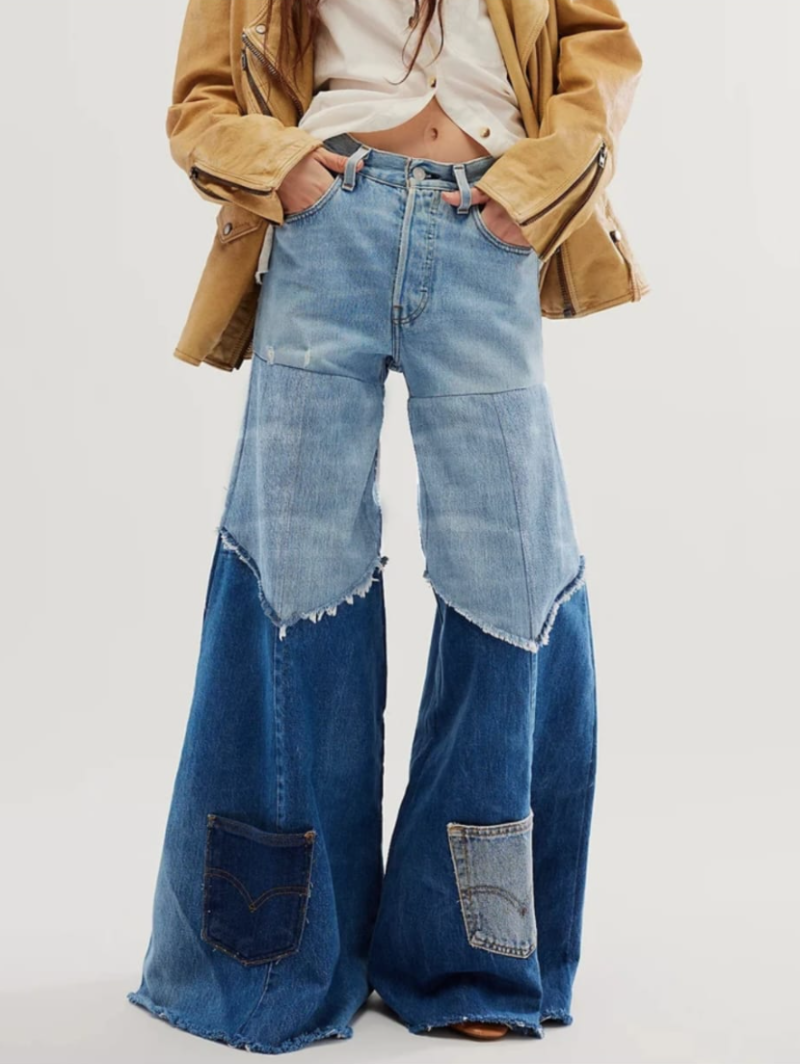 Colour-block Flares Jeans