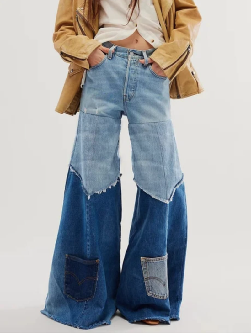 Colour-block Flares Jeans