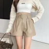 Elegant Faux PU Leather Shorts