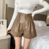 Elegant Faux PU Leather Shorts